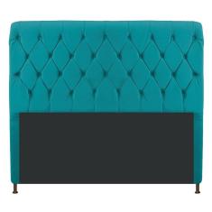 Cabeceira Estofada Cristal 195cm King Size Azul Turquesa