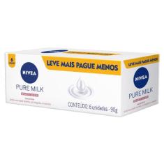 Sabonete em Barra Nivea Pure Milk Sensitive Promo 6 Unidades com 90g c