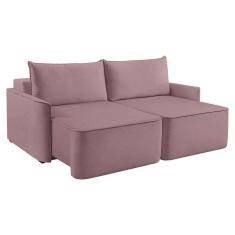 sofá 2 lugares retrátil moon linho rosa 160 cm