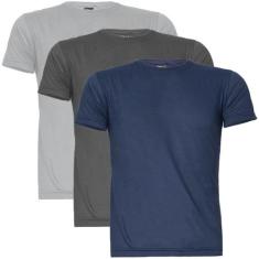 Kit 3 Camisetas Masculina Malha Fria Básica Lisa Gola Careca - Dpontes