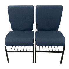 02 Cadeiras Para Igrejas C/ Porta Biblía E Porta Cálice Azul