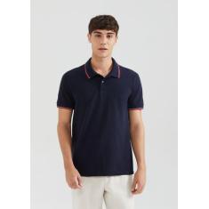 Camisa Polo Básica Masculina Em Malha Piquet - Hering, M, Azul
