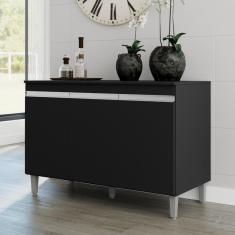 Balcão Para Cozinha 3 Portas Leyton Preto