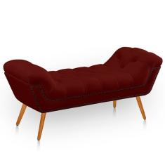 Recamier Estofada Casal King Size Ayla Veludo Cor Marsala