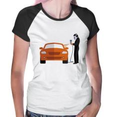 Baby Look Raglan Pintor Automotivo - Foca na Moda, Branco, Preto, GGG