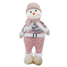 Boneco Natal Boneca de Neve Rosa Natalina 44,5cm