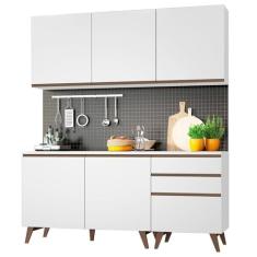 Armário de Cozinha Compacta Madesa Reims com Balcão 5 Portas 3 Gavetas - Branco