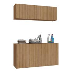 Conjunto Lavanderia Suspenso Multiuso Armário Aéreo e Balcão 4 Portas Multimóveis MP5052 Grafite