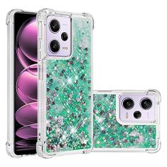 Capa com glitter compatível com Xiaomi Redmi Note 12 Pro 5G compatível com mulheres meninas feminino brilhante líquido flutuante areia movediça transparente capa de telefone TPU macio (cor: corações