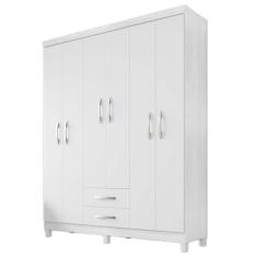 Guarda Roupa Munique 6 Portas com 2 Gavetas Cor Carvalho e Branco - Incorplac