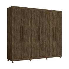 Guarda Roupa Casal Antares MDF 6 Portas 5 Gavetas Jacaranda Bronze Moveis Lanza