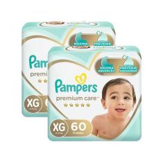 Kit Fraldas Pampers Premium Care Tam. XG  - 11 a 15kg 2 Pacotes com 60