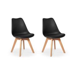 Conjunto 02 Cadeiras Eames Wood Leda Design - Preta - Magazine Decor