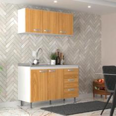 Cozinha Modulada 2 Peças Ipanema Evidência Móveis, Branco/Cinamomo