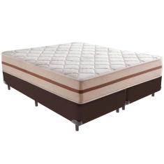 Cama Box Marrom E Colchão Classic 26 Cm Molas Ensacadas King Anjos
