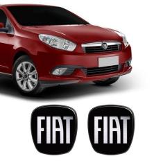 2 Adesivos Emblema Fiat Preto Black Grand Siena 2012/2019 - SPORTINOX