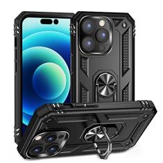 SORAKA Capa para iPhone 14 Pro com anel Capa iPhone 14 Pro Capa traseira de TPU macio com proteção contra impactos e PC rígido com placa de metal para suporte magnético para telefone em carro