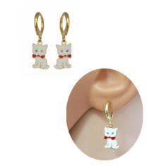 Brinco Infantil Argolinha Gatinho Folheado Ouro 18k - MIXFOLHEADOS