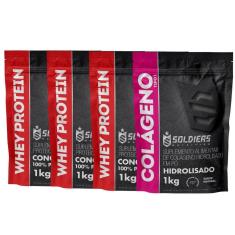 Kit: Whey Protein Concentrado 3Kg + Colágeno Hidrolisado 1Kg - 100% Importado - Soldiers Nutrition-Unissex