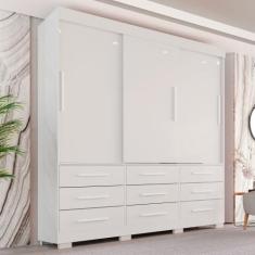 Guarda Roupa com Pés Casal 3 Portas 9 Gavetas Luana - Sallêto Móveis