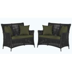 2 Sofás Área Externa Igapó Alumínio Pintura Preta Corda Náutica Estofa