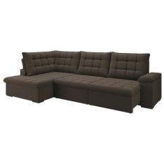 Sofá de Canto 6 Lugares Retrátil Reclinável Suede Veludo Dallas Flexfo