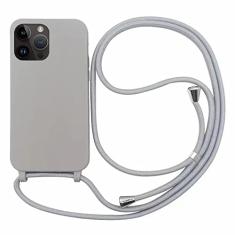 Colar transversal com cordão e cordão capa para telefone para iPhone 14 Plus 13 12 Mini 11 Pro XS Max XR X Silicone TPU macio capa traseira, cinza, para iphone 11
