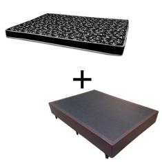 Cama Box Casal 138 Tecido Sintético Marrom Com Colchão Hamburgo Bello Box - 100% Espuma - D28 Preto 54x138x188