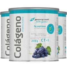 Kit 3 Colágeno Hidrolisado Peptídeos Ácido Hialurônico 200G