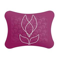 Moldura de quebra-cabeça com estampa de flor e linha, enfeite de quebra-cabeça