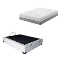 cama box baú martin premium com colchão casal sublime mola ensacada e espuma viscoelástica (32x138x188) cinza e branco