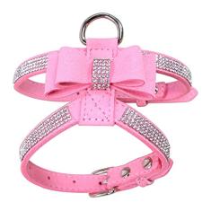 Peitoral rosa para cães, colete de strass para gatos com gravata borboleta, gatinho, fofo, chiquete, brilhante, lindo diamante de cristal para animais de estimação pequenos, Yorkie Chihuahua PPP