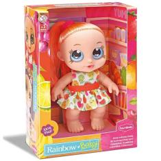 Boneca Menina Bebe Divertida Rainbow BABY Laranja