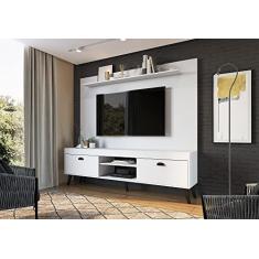 Conjunto Home Theater Rack e Painel Setubal Branco- Art In Moveis