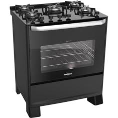 SUGGAR FOGÃO BEST GRILL PRETO 220V MESA DE VIDRO 5 BOCAS GRILL NO FORNO TRIPLA CHAMA TREMPES FERRO FUNDIDO FGV506PT2