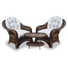 Conjunto de Poltronas Fibra Sintética Roma - 2 Poltronas + 1 Mesa Cent