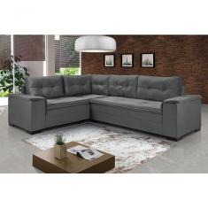 Sofá Viena Canto Suede Plus Confortável Pés Madeira Império Cinza 380