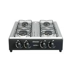 Fogão Portátil Braslar 4 Bocas a Gás Inox Preto