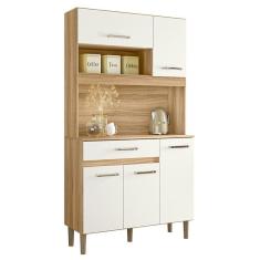 Armario Cozinha 5 Portas E 1 Gaveta Freijo/off White Cristal