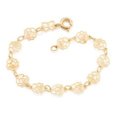 Pulseira Infantil Rosas Vazadas . 14 Cm Rommanel 551138, Branco, 14