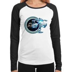 Baby Look Raglan Signo Libra Astrologia Manga Longa - Foca na Moda, Br