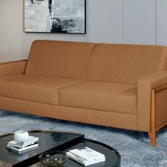 Sofá Living 196cm Veludo com Molas e Pés em Madeira Tokio - DECOR LAR