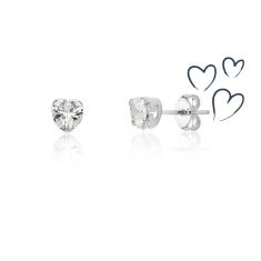 Brinco Heart Point Spot Revestido Em Prata