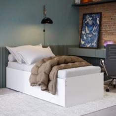 Cama Solteiro 188x88cm 3 Em 1 Matrix Branco