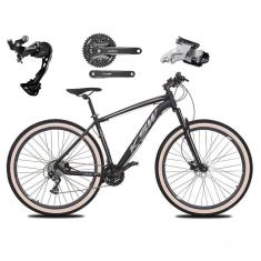 Bicicleta Aro 29 Ksw Xlt Alívio E Altus 27v Freio Hidráulico Garfo Trava Pneu Faixa - Preto-prata Tam.17