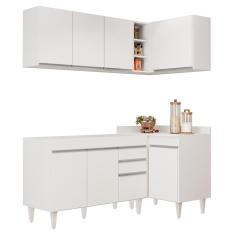 Armário De Cozinha Modulado De Canto Esquerdo 4 Peças Cp46 Balcão Sem Tampo Branco - Lumil