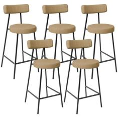 Kit 05 Banquetas Baixa Para Cozinha Sala De Jantar Bancada Milão L02 L