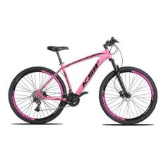 Bicicleta Aro 29 KSW 27V F. Hidráulico Shimano + K7 + Trava, Rosa, Pre