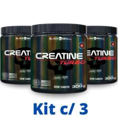 kit 3X Creatina Monohidratada Creatine Turbo Black Skull 300g - Energi