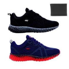 Kit 2 Tênis Esporte Ascension GT-3 Para Caminhada Academia Masculino + Carteira-Feminino